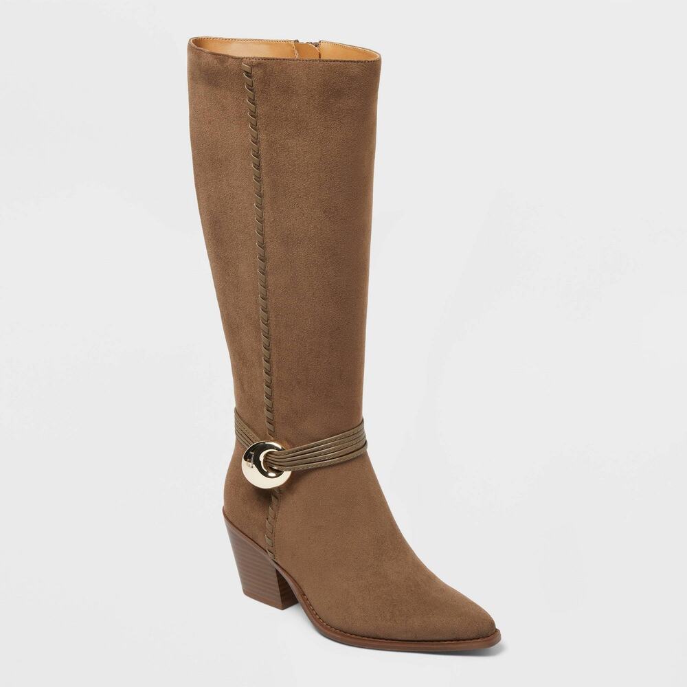 Universal Thread Rio Whip Stitch Tall Western Boots Dark Taupe 7 NWT